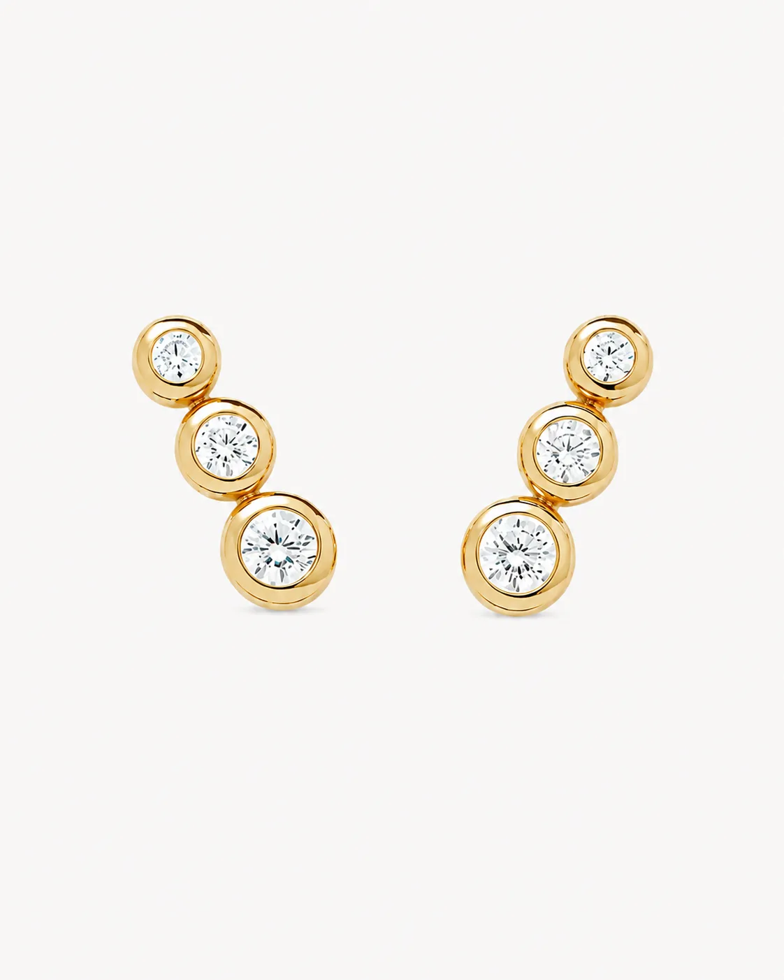 Triple Stone Stud Earrings